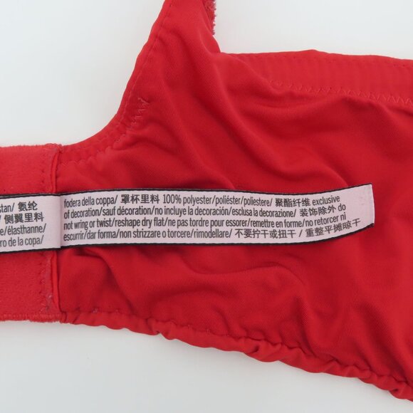 Victorias Secret 38DDD T Shirt Lightly Lined Demi Bra Red Underwire Logo Straps - Picture 14 of 16